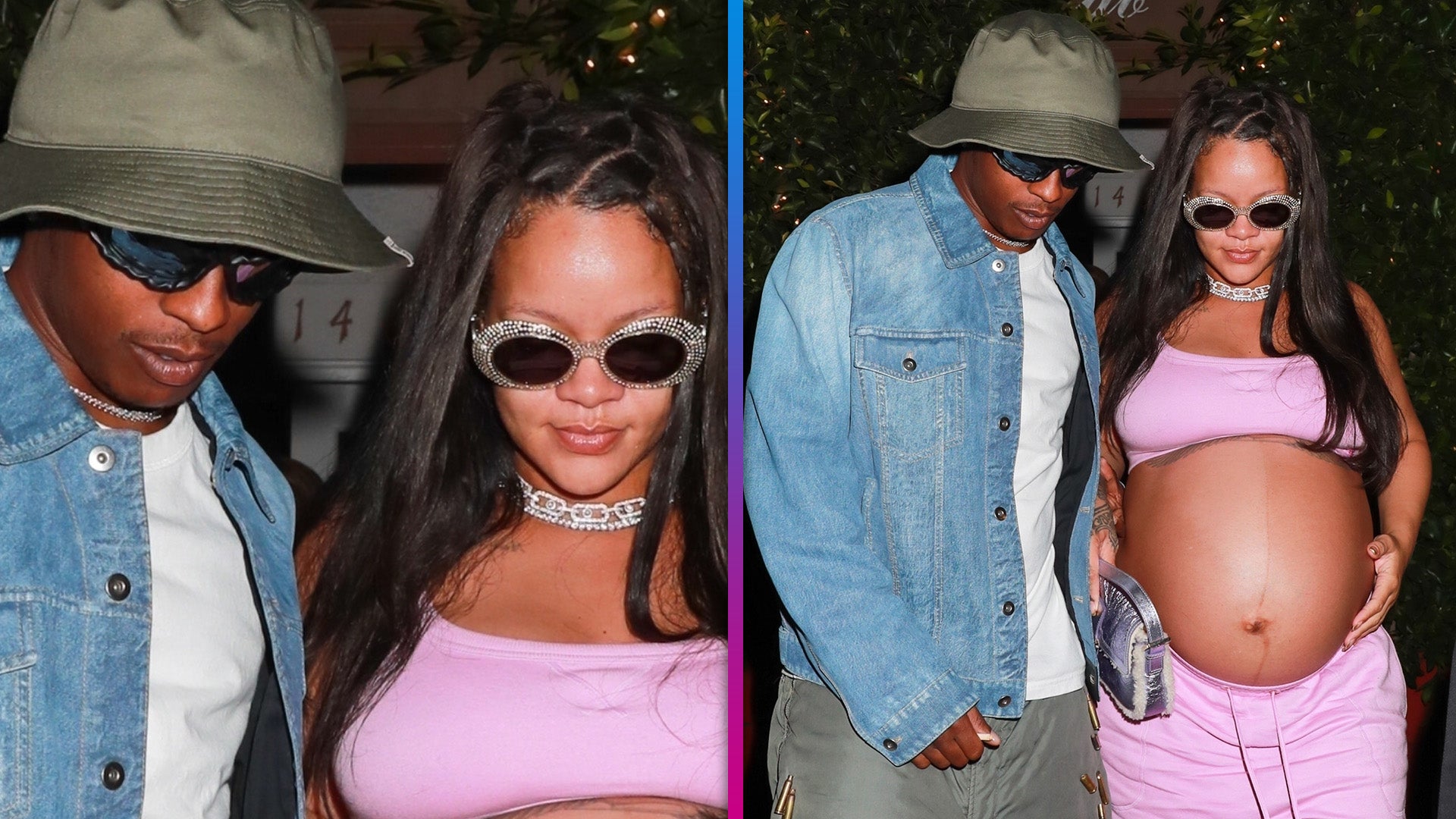 Rihanna pairs double denim with a peekaboo bra for A$AP Rocky date night