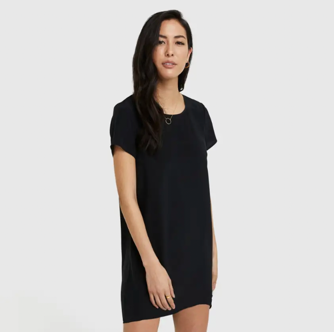 Washable Stretch Silk Tee Dress