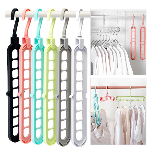 Heyhouse Closet Organizers and Storage,College Dorm Room Essentials,Pack of 6 Multifunctional Organizer Magic Space Saving Hangers with 9 Holes
