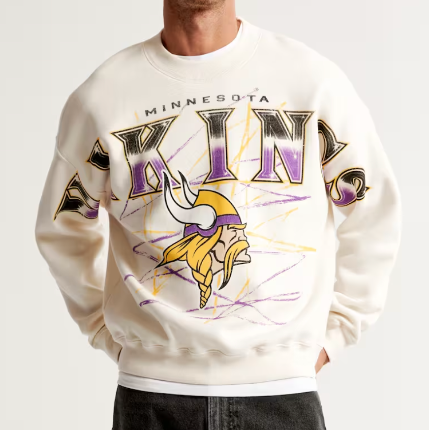 Black Vintage Minnesota Vikings Crewneck Retro Unisex