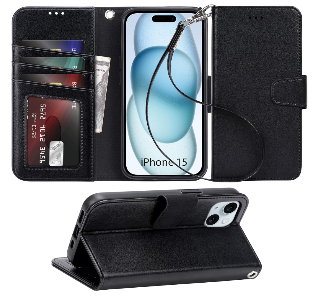 louis vuitton iphone 13 14 pro max wallet case Card Holder strap