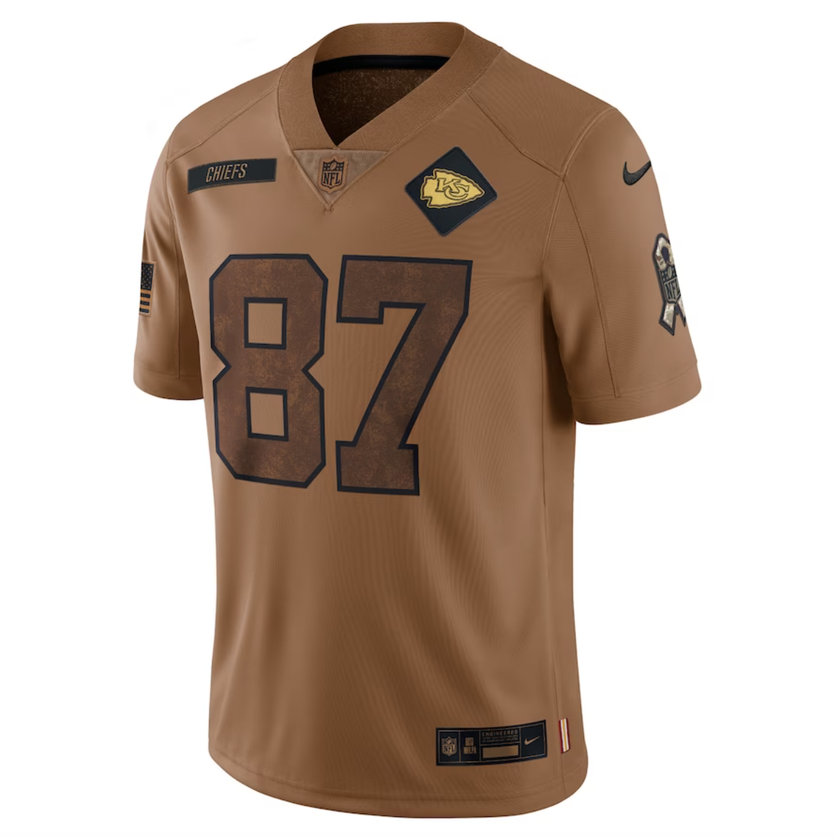 Travis Kelce Kansas City Chiefs Nike Youth 2023 Salute To Service Limited  Jersey - Brown