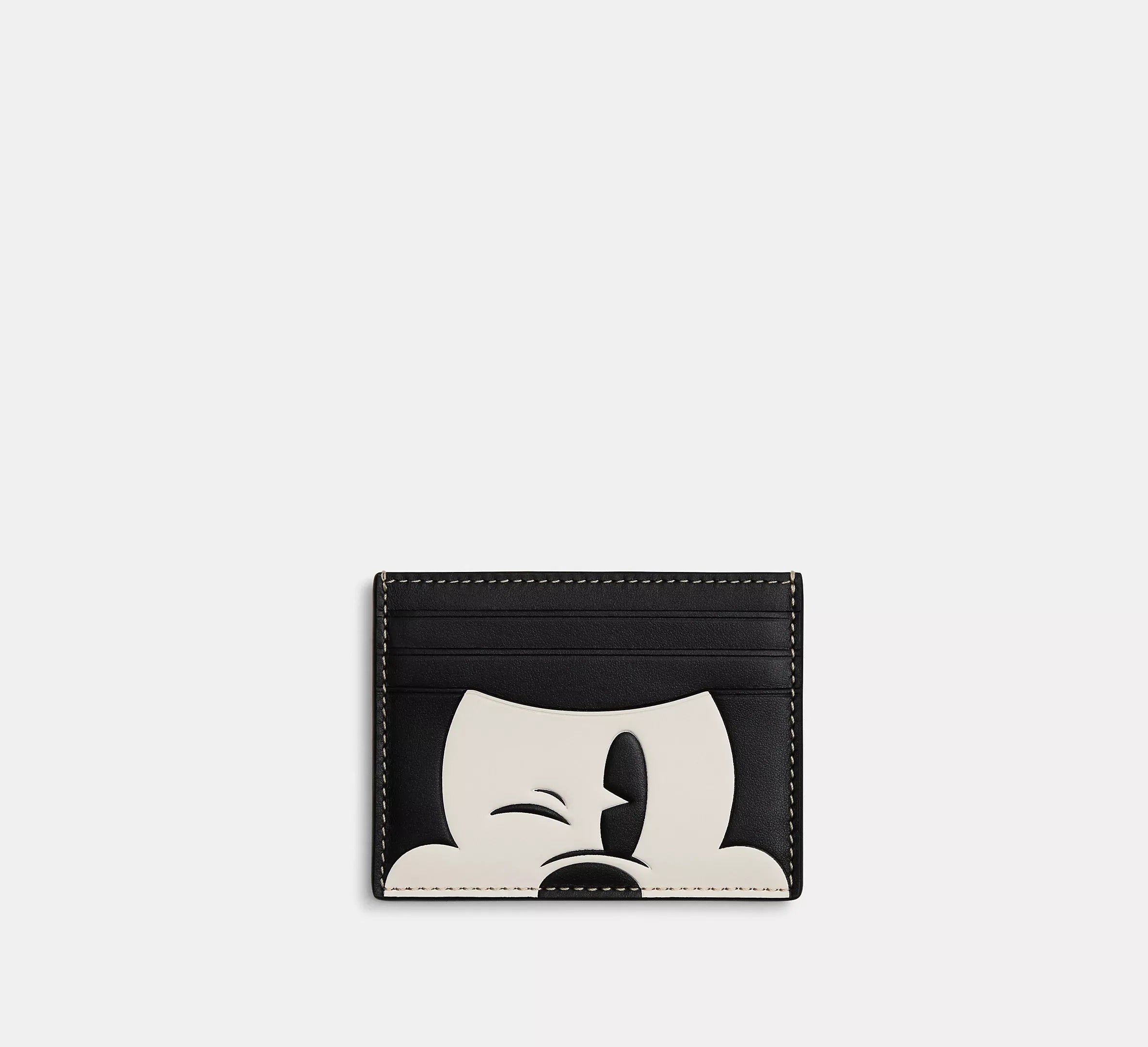 COACH x DISNEY Collaboration Mickey Mouse Big Smile Face Zip Wallet Black  Outlet