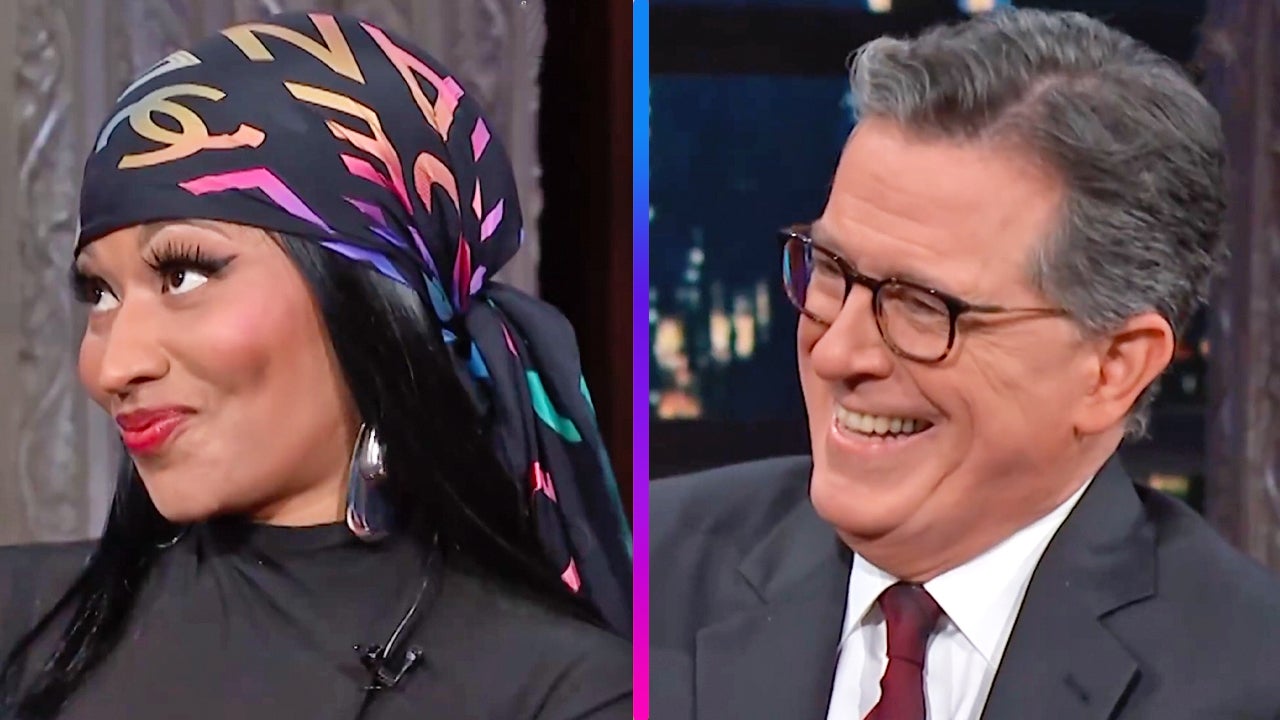 Stephen Colbert Warns Nicki Minaj About His Wife Evie in Hilarious Rap  Battle | Entertainment Tonight