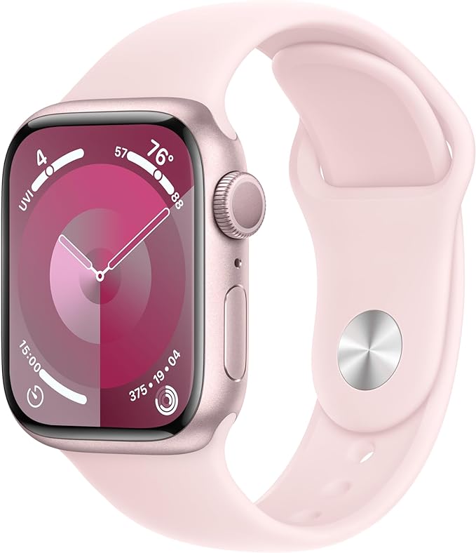 Apple Watch Series 9, 41mm (GPS) with Pink Aluminum Case and Sport Band