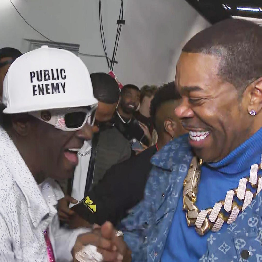 Watch Flavor Flav Lose It When He Sees 'Rap God' Busta Rhymes at VMAs Backstage (Exclusive)