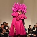 Kaia Gerber Wears Voluminous Gown and Feathered Headpiece in Second Haute Couture Fashion Show
