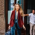 Blake Lively Somehow Makes Velvet Pantsuit More Stylish by Going Shirtless