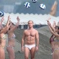 Jude Law Films 'The New Pope' Scene in His Underwear on a Beach of Bikini-Clad Women