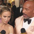 Watch Emily Blunt Crash Dwayne Johnson’s Oscars Interview (Exclusive)