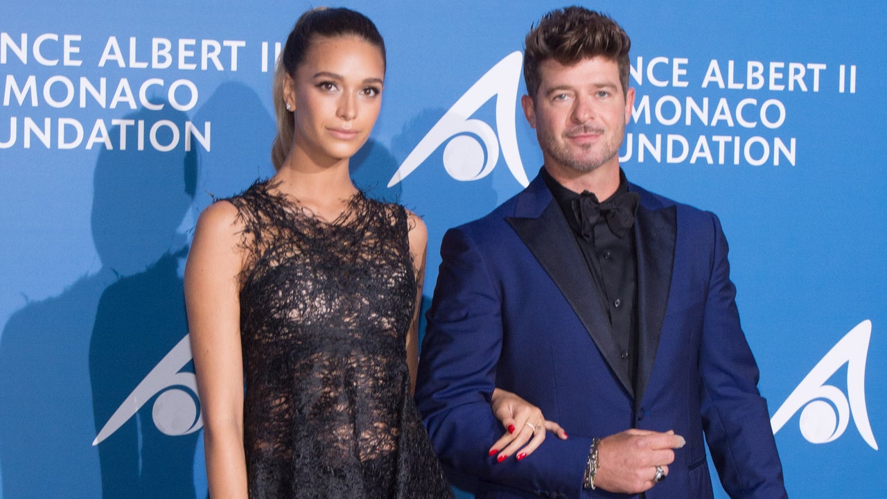 Robin Thicke and April Love Geary Walk Carpet in Monte Carlo