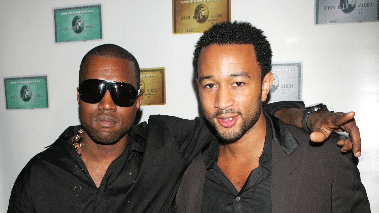 Kanye West and John Legend attend a Kanye West concert held exclusively for American Express card members at the Nokia Theatre August 29, 2006 in New York City.