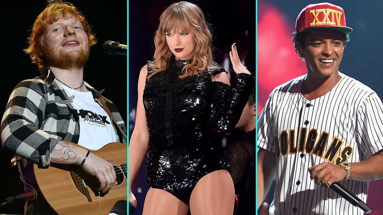 Ed Sheeran, Taylor Swift and Bruno Mars