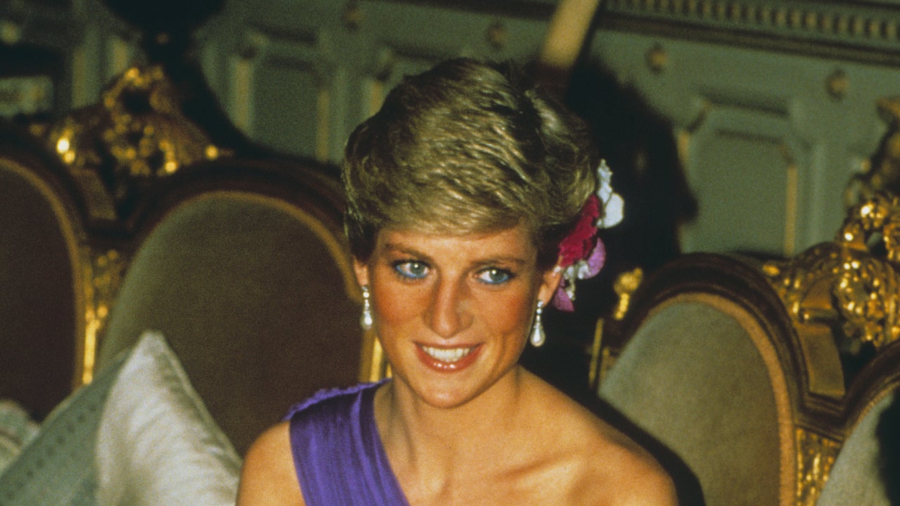 Princess Diana red and purple dress in Thailand 1988