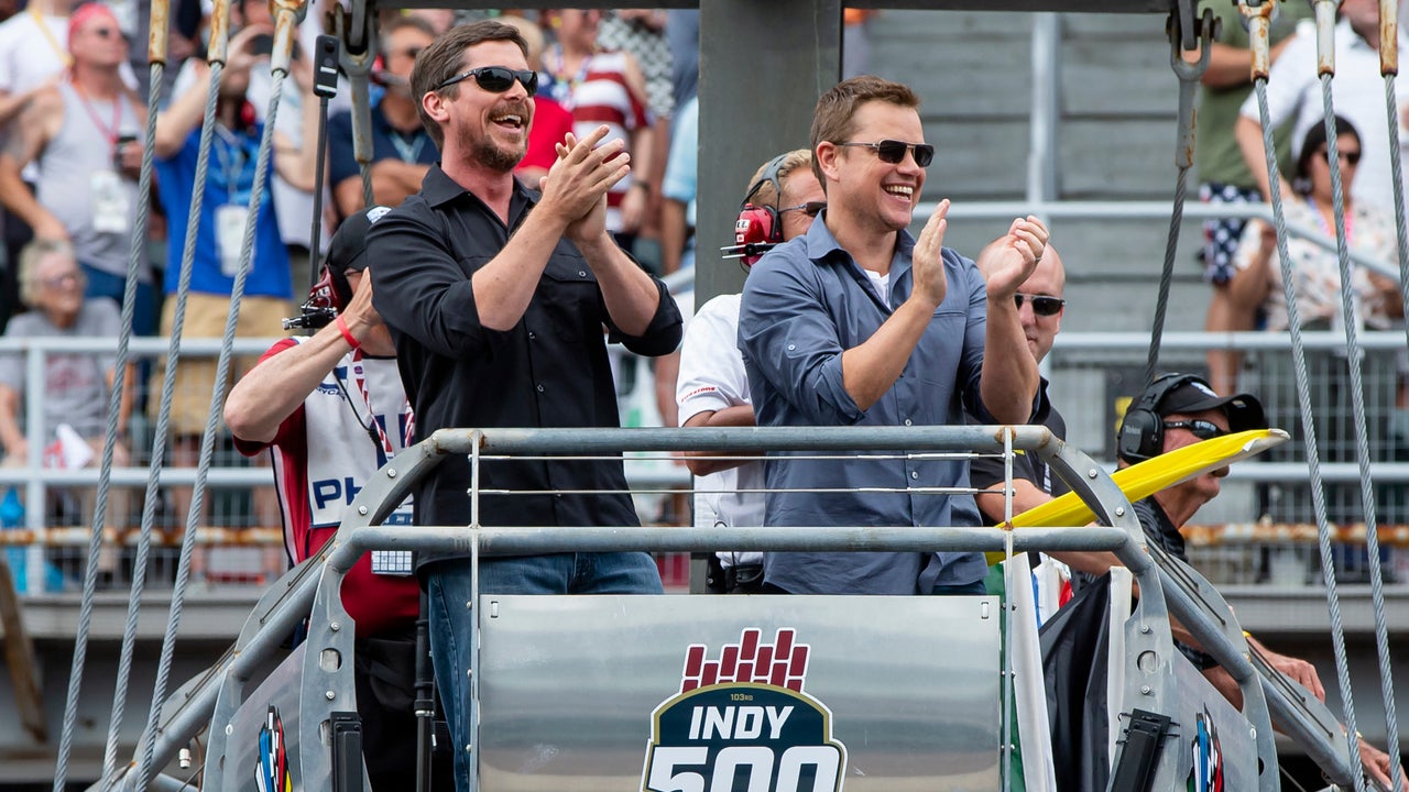 christian bale and matt damon at indy 500