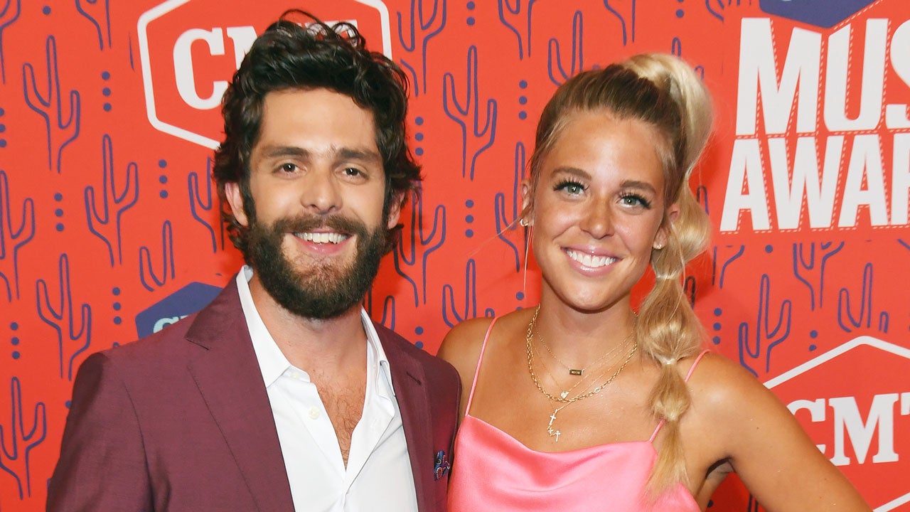 Lauren Akins and Thomas Rhett attend the 2019 CMT Music Awards 