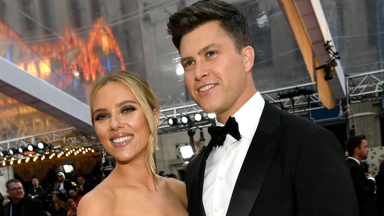 scarjo and colin jost at 2020 oscars