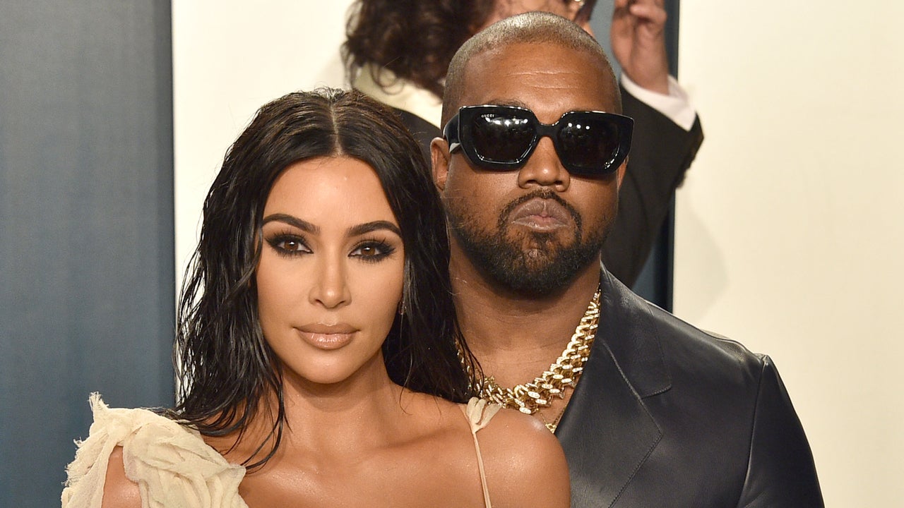 kim kardashian and kanye west at 2020 vf party