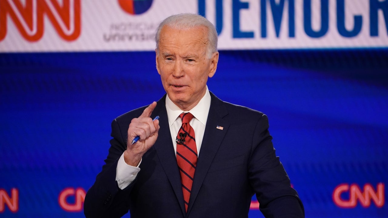 Democratic presidential hopeful former US vice president Joe Biden participates in the 11th Democratic Party 2020 presidential debate in a CNN Washington Bureau studio in Washington, DC on March 15, 2020.