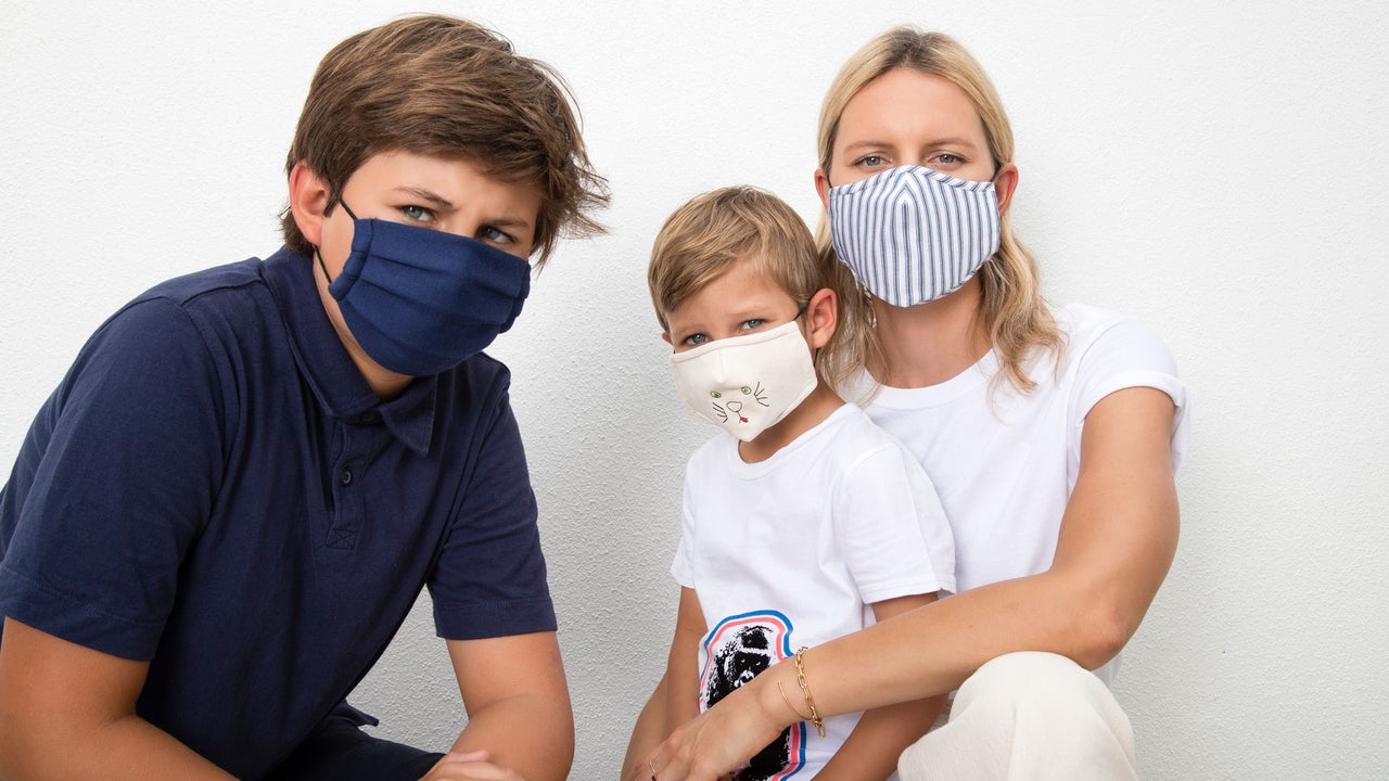 karolina kurkova and sons with masks