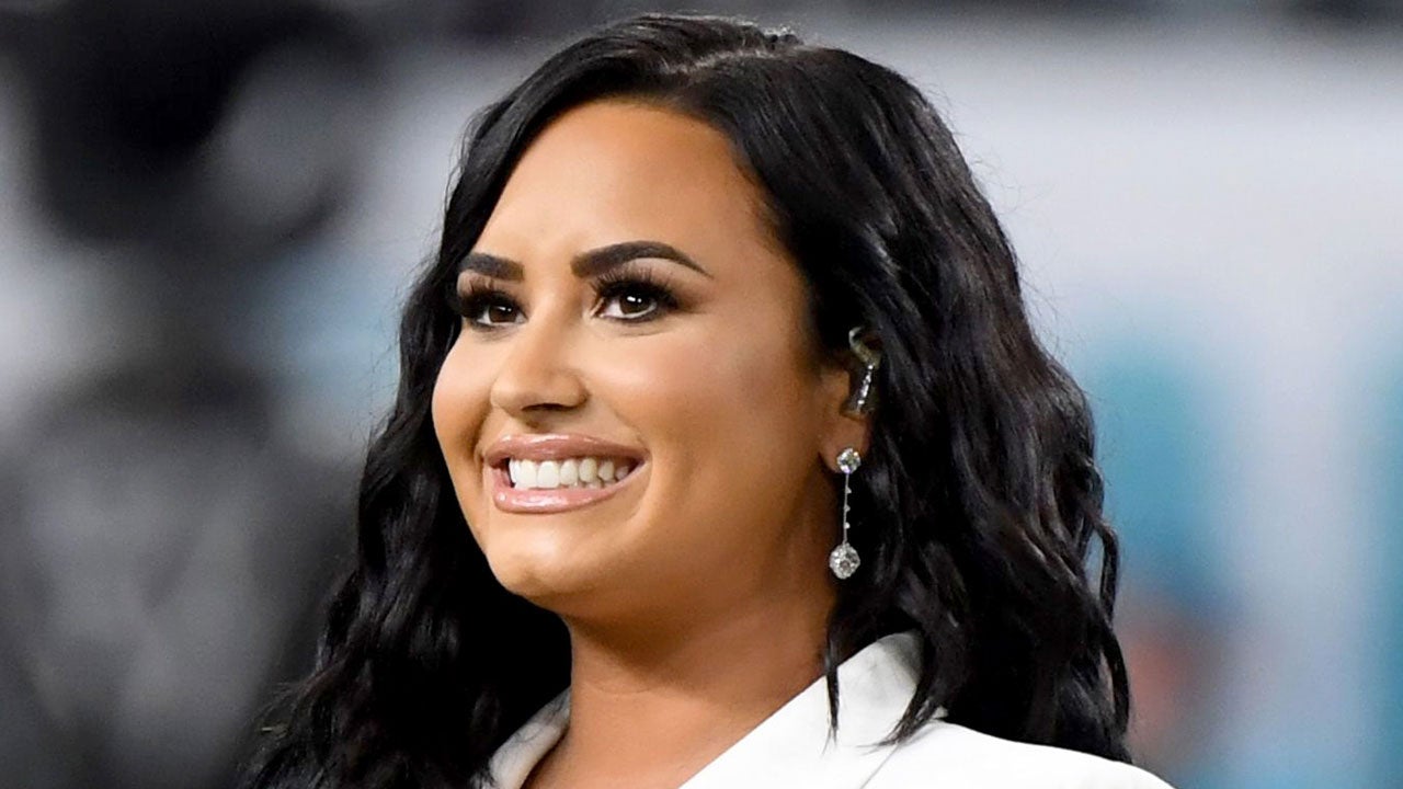 Demi Lovato performs the National Anthem during super bowl