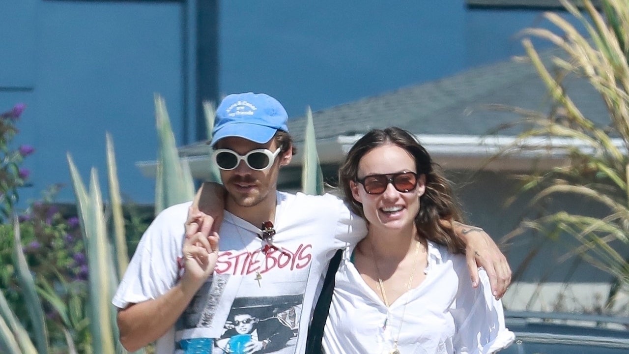 Harry Styles and Olivia Wilde Wear Matching Outfits in Distressed