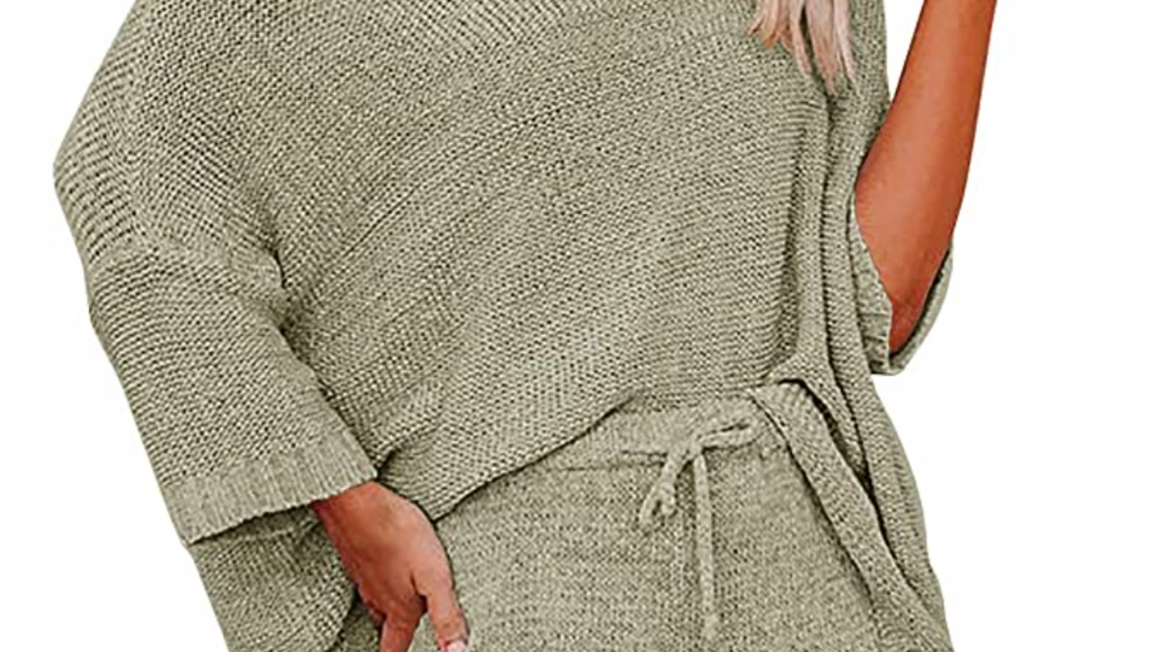 Ermonn Womens 2 Piece Outfits Sweater Sets Off Shoulder Knit Tops