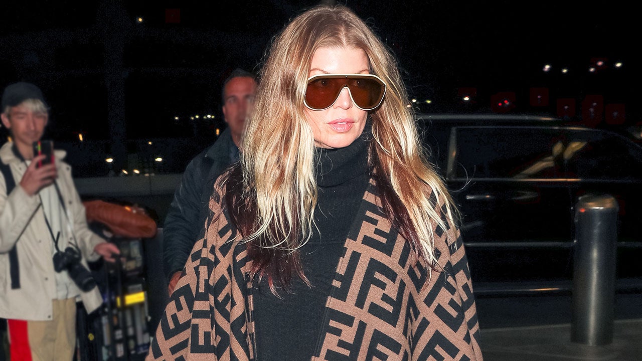 Fergie wearing a Fendi poncho