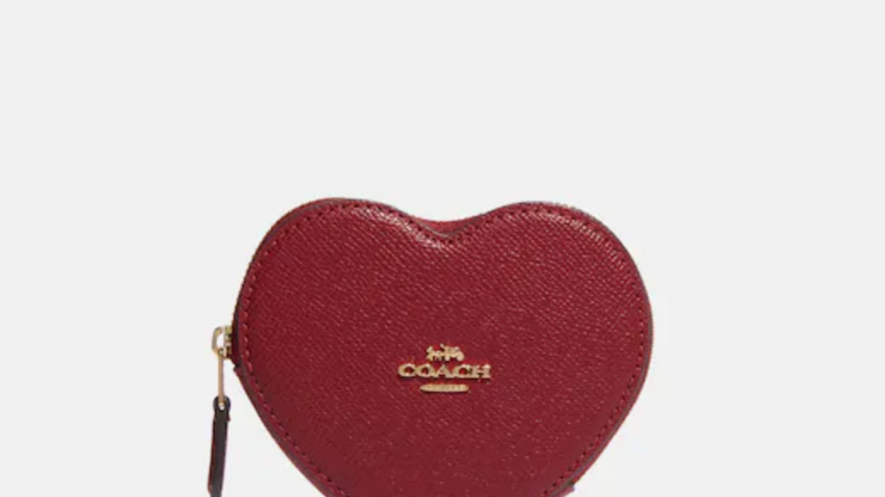 Coach, Bags, Red Coach Patent Leather Heart Shaped Coin Purse
