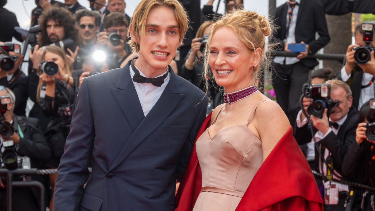 Uma Thurman Smiles With Son Levon on Cannes Film Festival Red Carpet ...