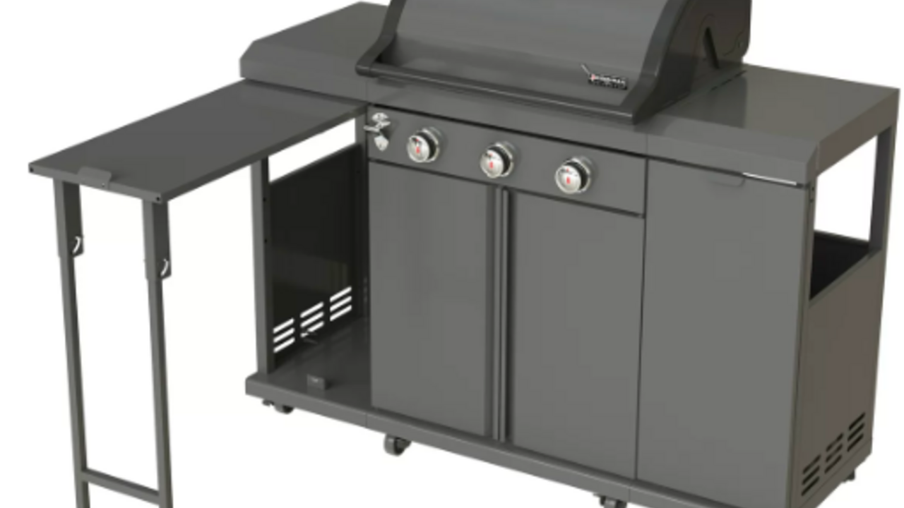 Boss Grill Texas Outdoor Kitchen - 4 Burner Gas BBQ Grill with Side Burner  - Black