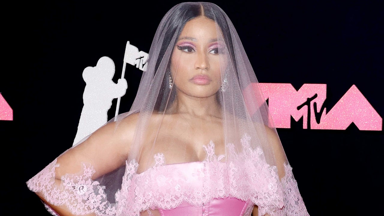 Nicki Minaj Stuns in Romantic Lace Pink Look With Veil as She