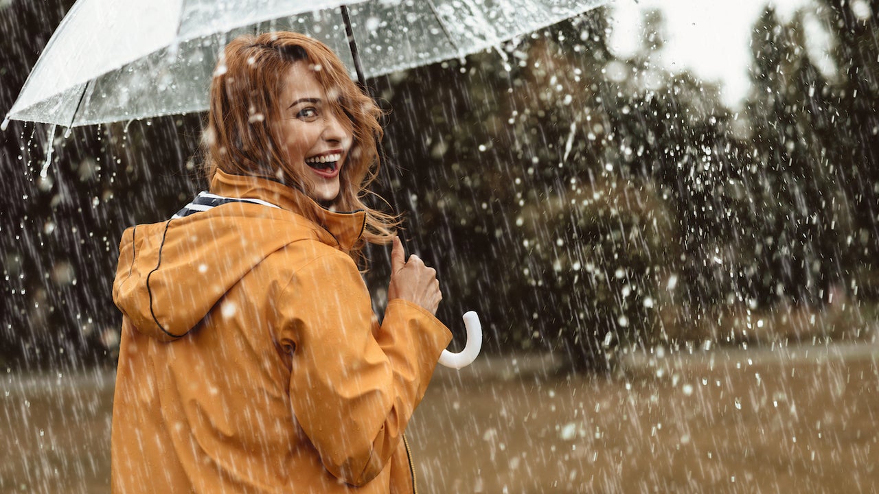 woman in the rain