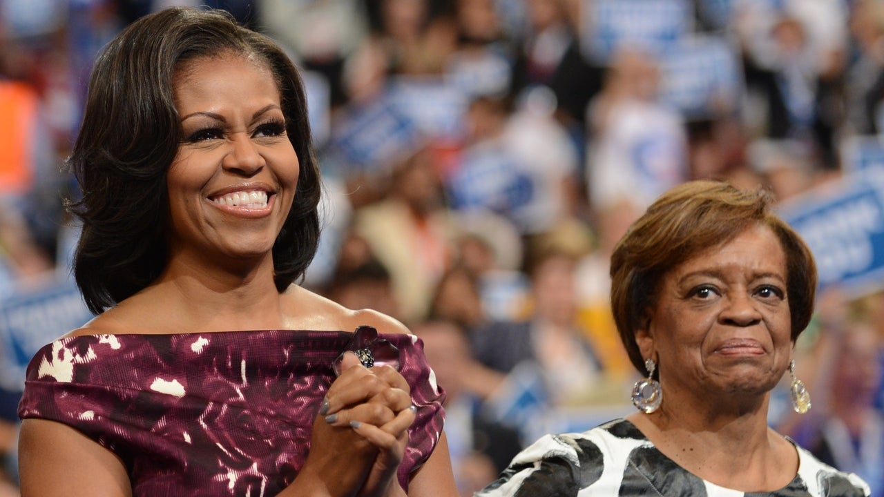 First Lady Michelle Obama and her mother Marian Robinson attend the 2012 Democratic National Convention.