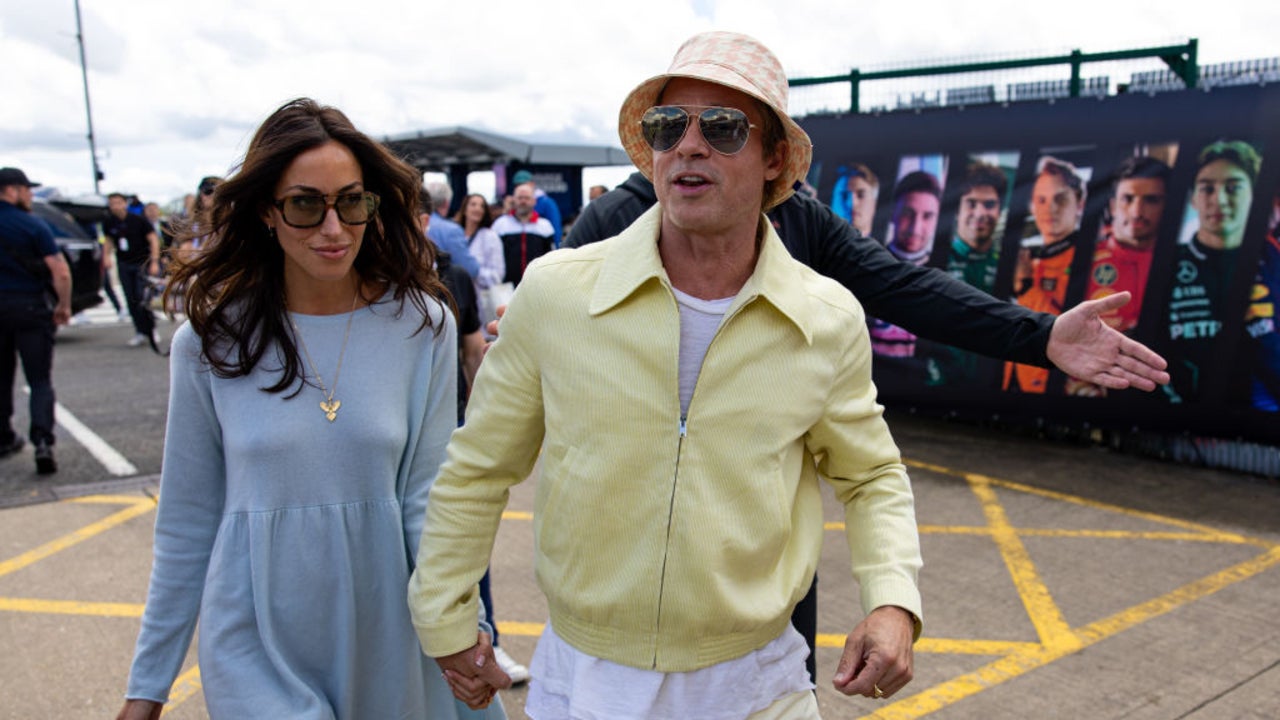 Brad Pitt and Ines de Ramon Make Rare Appearance at British Grand Prix