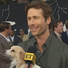 Glen Powell Jokes Dog Brisket Is Helping Him With 'Thirst Traps' (Exclusive)