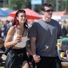 Dua Lipa and Callum Turner during day four of Glastonbury Festival 2024 at Worthy Farm, Pilton on June 29