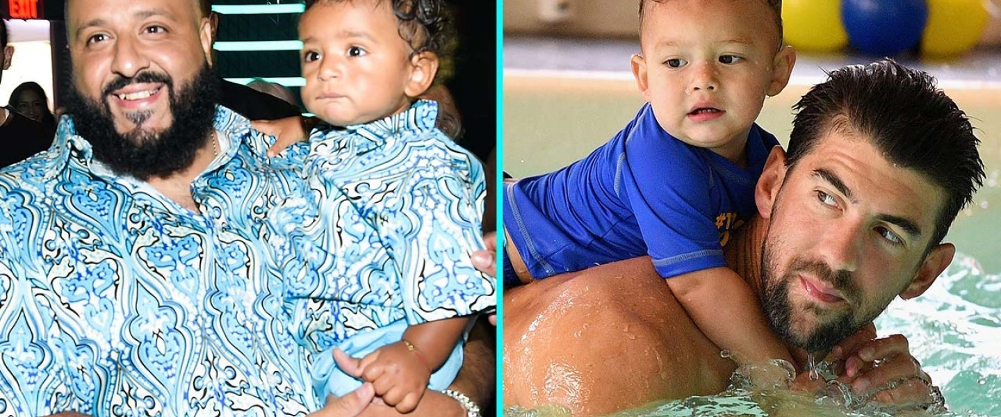 DJ Khaled and his son Asahd & Michael Phelps with son Boomer