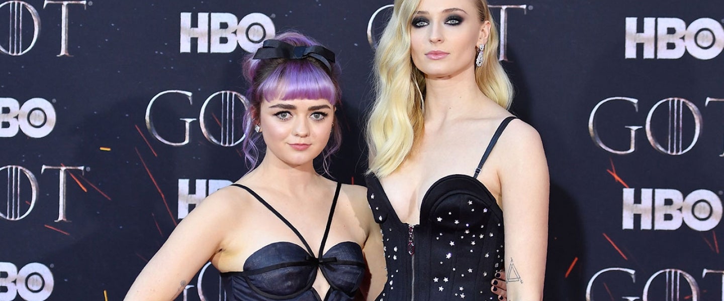 Maisie Williams and Sophie Turner at GoT s8 premiere