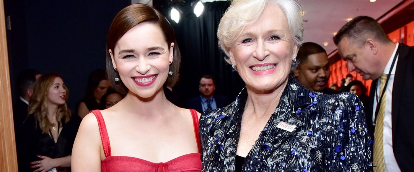 Emilia Clarke and Glenn Close at time 100 gala