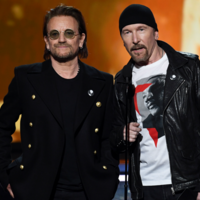 Recording artists Bono and The Edge of U2 speak onstage during the 60th Annual GRAMMY Awards at Madison Square Garden on January 28, 2018 in New York City.