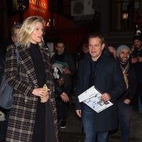 Matt Damon was spotted with Ben Affleck's ex, Saturday Night Live producer Lindsay Shookus, as they leave a SNL power dinner at Lattanzi Restaurant in New York. 