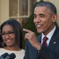 Sasha Obama and Barack Obama