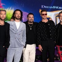 (From L) US singers Lance Bass, JC Chasez, Chris Kirkpatrick, Justin Timberlake, and Joey Fatone of boy band NSYNC arrive for the premiere of "Trolls: Band Together" at the TCL Chinese Theater in Hollywood, California, on November 15, 2023.