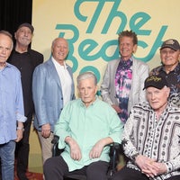 (L-R) Al Jardine, David Marks, Frank Marshall, Brian Wilson, Blondie Chaplin, Mike Love and Bruce Johnston attend the world premiere of Disney+ documentary "The Beach Boys"