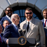 President Joe Biden and Travis Kelce