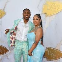 Mecole Hardman and arrive on the Red Carpet prior to the Kansas City Chiefs Super Bowl Ring Ceremony at Nelson-Atkins Museum of Art on June 13, 2024 in Kansas City, Missouri.