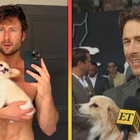 Glen Powell Jokes Dog Brisket Is Helping Him With 'Thirst Traps' (Exclusive)