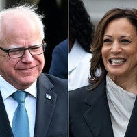  This combination of pictures created on August 2, 2024, shows US Vice President Kamala Harris in Washington, DC on July 22, 2024, and Governor of Minnesota Tim Walz in Washington, DC, July 3, 2024. Harris picked Walz as her running mate on August 6, 2024, US media reported, as the vice president prepares to take on Republican Donald Trump in November's US election.