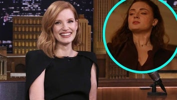 Jessica Chastain on 'The Tonight Show' with Sophie Turner in 'X-Men: Dark Phoenix' (inset)